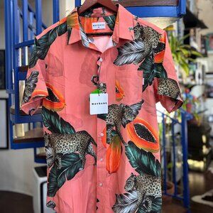 Mavrans Papaya Leopard Button Up Shirt XL